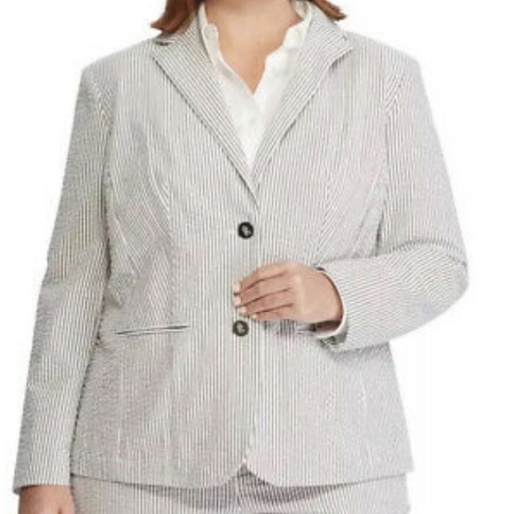 Lauren Ralph Lauren Jackets & Blazers - Ralph Lauren Blazer Seersucker, Moss Sage / White, size 14W, NWOT